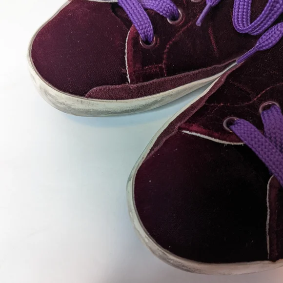 AUTHENTIC Golden Goose Superstar Sneaker in Bordeaux Velvet & White Star - Picture 3 of 15